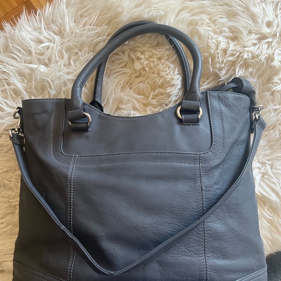 Tignanello Large Charcoal Leather Shoulder Bag With Crossbody strap NWOT - Picture 2 of 5